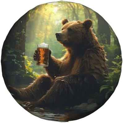 Bear Holding A Beer Mug Spare Tire Cover Weatherproof Universal Wheel - Image 2
