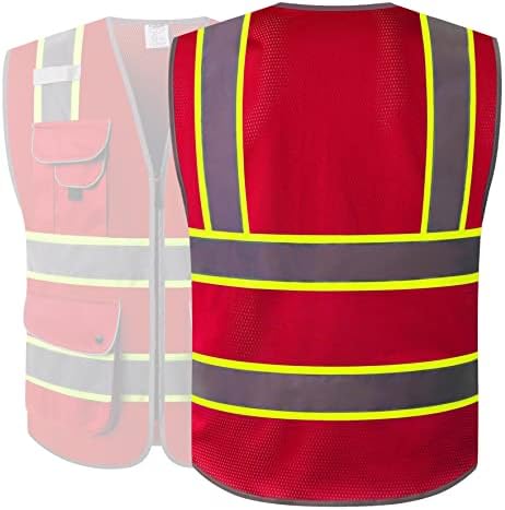 JKSafety Safety Vest for Men Women Reflective Hi Vis JK100 Red 4XL - Image 5