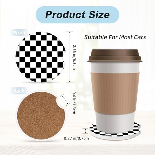 Black White Checkered Car Coasters - Image 3