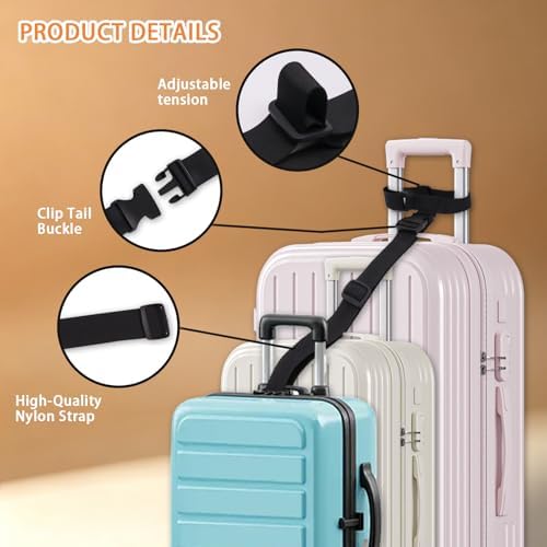 4 Pack Luggage Straps for Suitcases, Adjustable Travel Belt to Add a Bag - Image 5