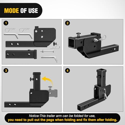 Nilight 2" Folding Trailer Hitch Extender Shank 16.54" | - Image 7