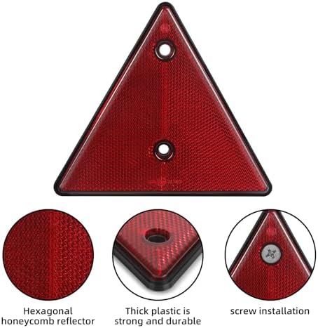 2 Pack Triangle Safety Reflectors Red Trailer Screw Mount - Image 3
