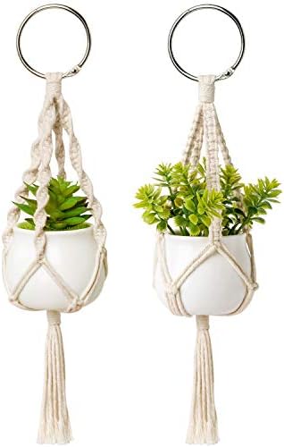 Dahey 2 Pack Mini Macrame Succulent Plant Hangers by Dahey