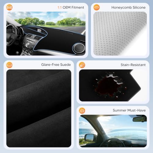 Cartist Black Dash Cover for 2010-2013 Mazda 3 Dashboard Cover Mat - Image 6