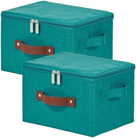 2PCS Storage Bins with Zipper Lids Decorative Lidded Basket Box by VinneGenzz