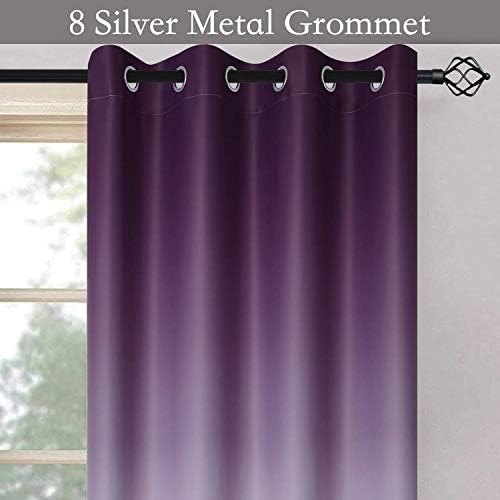 SimpleHome Purple to Grey White Ombre Room Darkening Curtains 84 Inch - Image 3