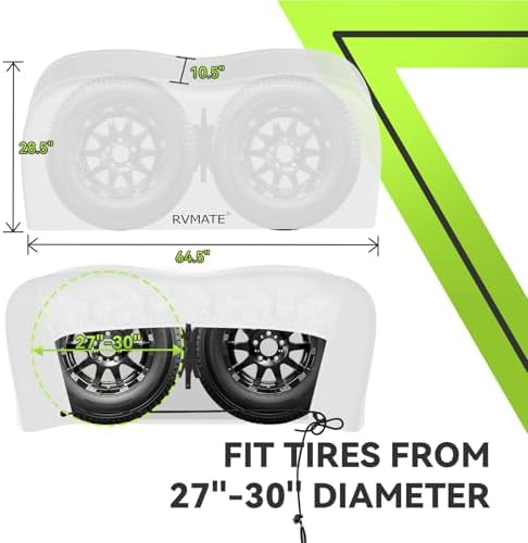 RVMATE RV Tire Covers, Dual Axle Wheel Cover, 2 Pack, Fit 27"-30" Dia. Tire - Image 3