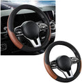 povtii Car Steering Wheel Cover, 15 Inch Leather Breathable Auto Steering Wheel by povtii