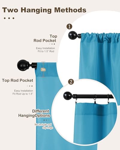 Outdoor Curtains for Patio Waterproof Rod Pocket 4 Pcs 54x95 Inch Teal - Image 3
