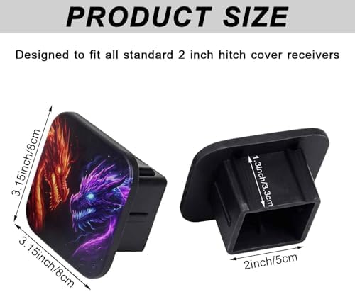 2 Inch Blue Red Dragon Trailer Hitch Cover Rubber Receiver Tube Plug Cap - Image 2