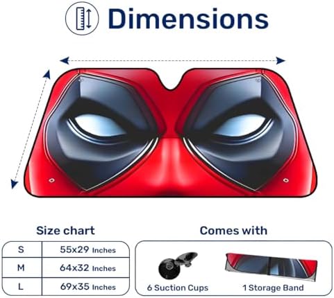 GENANY Red Mask Eyes Windshield Sun Shade 69 x 35 Inch - Image 2