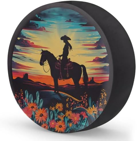 Spare Tire Cover Cowgirl Riding Horse Wheel Covers Protectors Waterproof - Image 3