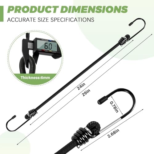 Bungee Cords with Hooks 6 Pack Bungee Cord Includes 24 inches - Image 2