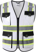 JKSafety Safety Vest for Men Women Hi Vis Reflective Vest JK220 White S by JKSafety