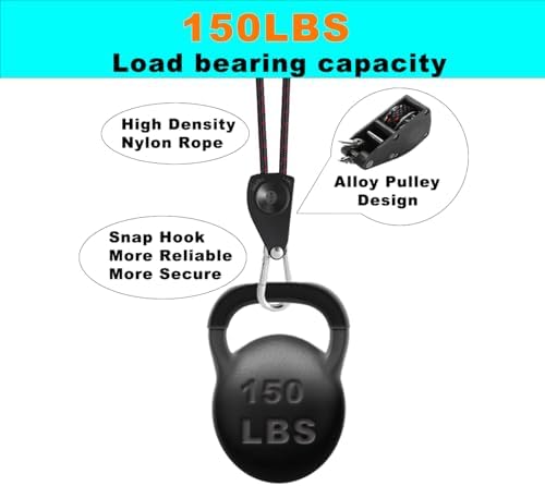 Rope Tie Down, 1/4" 12FT Adjustable Rope Hanger 2 Pack - Image 3