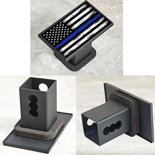 American Flag Aluminum Trailer Hitch Cover, Thin Blue Line, 2 inch - Image 3