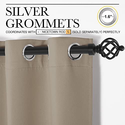NICETOWN Taupe Blackout Curtains 108" Long, 2 Pieces - Image 3