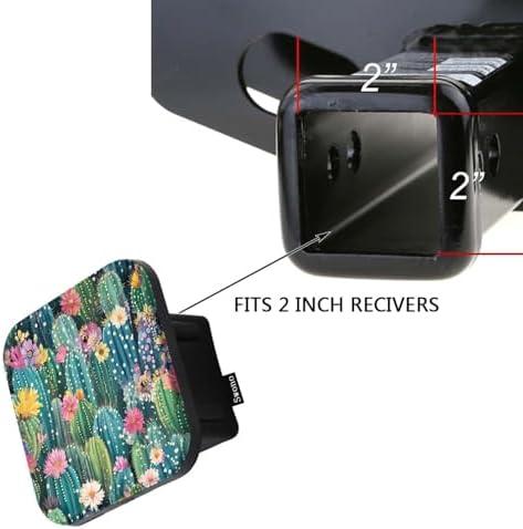 Swono Blooming Cactus Trail Hitch Cover, Colorful Rose Floral Succulents Cactus - Image 3