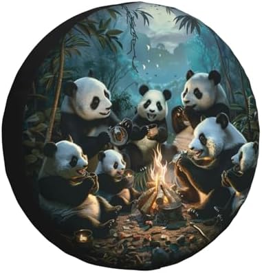 Spare Tire Cover Pandas Sit Around A Campfire Wheel Tire Cover Waterproof Sun by Unknown