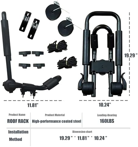 Kayak Roof Rack, Aluminum Kayak Carrier Folding J-Style Universal 4-in-1 - Image 2