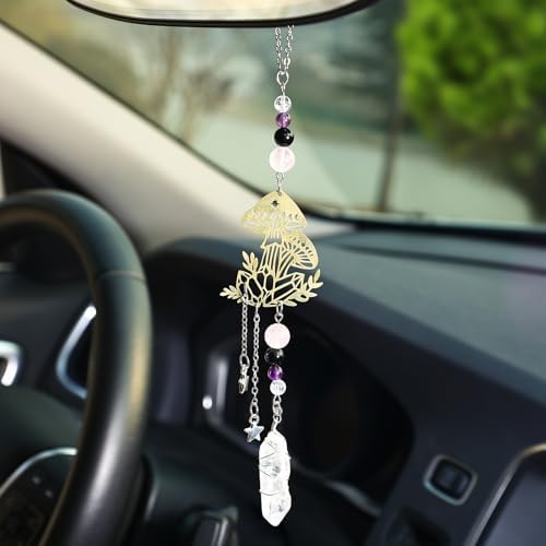 Car Rear View Mirror Witchy Accessories Hanging Car Ornament, Mushroom Rearview by Pyotivol