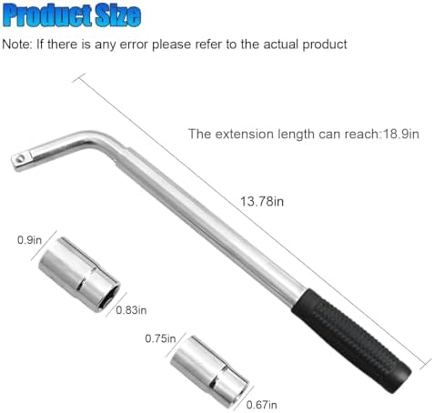 Telescoping Lug Wrench, with 17/19mm & 21/23mm Sockets - Image 2
