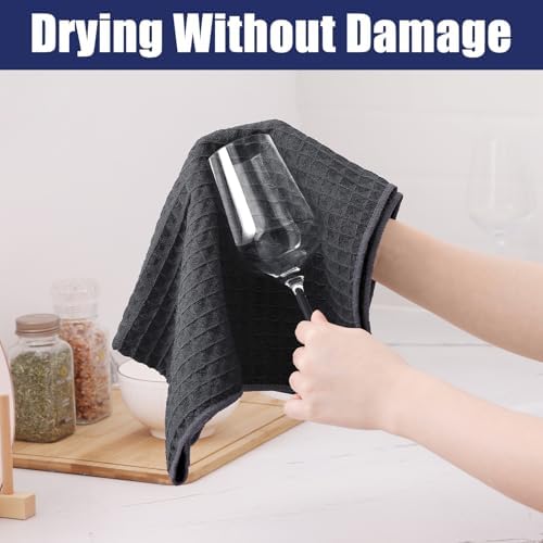 Homaxy Microfiber Kitchen Towels and Dishcloths Sets, 8 Pack, Dark Grey - Image 3