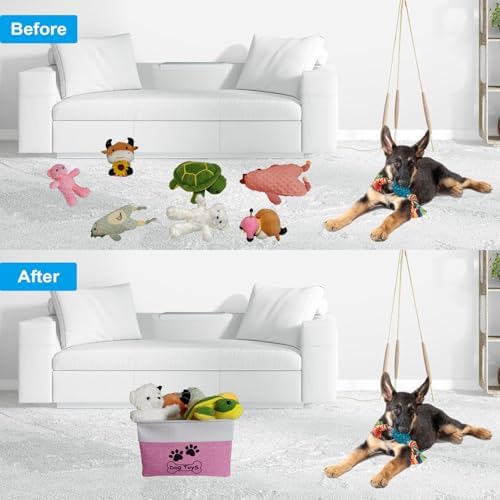 Dog Toy Basket Collapsible Dog Toy Box Foldable Dog Toy Bin - Image 2
