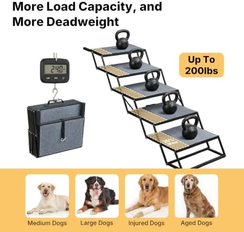 Veehoo Collapsible Dog Stairs for Large Dogs Car Truck SUV, Extra Wide 20" - Image 2