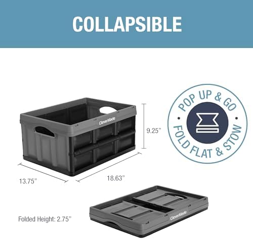 CleverMade Collapsible Storage Bins, 32L 3 Pack, 66 lb Stackable - Image 2