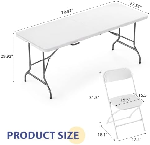 DUMOS 6 FT Folding Picnic Table - Image 3