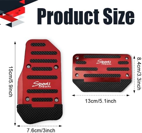 2PCS Non-Slip Car Pedal Covers, Premium Aluminum Alloy Gas and Brake Pedals - Image 2