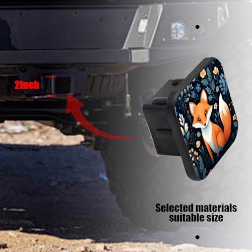 Hitch Cover Fits for 2-Inch Hitch, Cute Fox in The Forest Surrounded by Flowers - Image 6