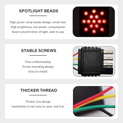 KVAEY 15 LED Brake Light Trailer Hitch Cover, Super Bright Brake Driving Lamp - Image 3