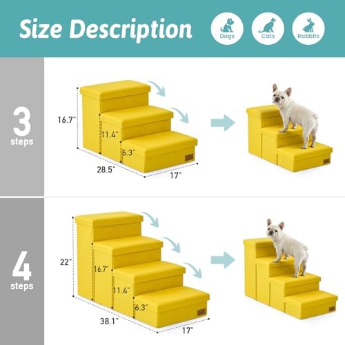 COZY KISS Dog Stairs with Storage, 16.7" H Wider Dog Steps - Image 3
