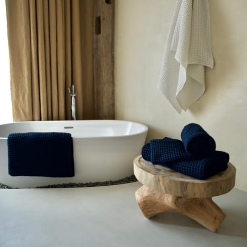 Luxury Organic Japanese Cotton Waffle Bath Towel | Thick, Quick Dry Bathroom - Image 4