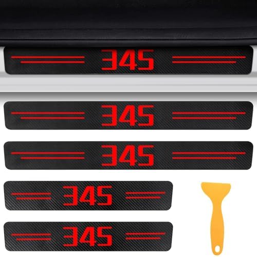 Door Sill Protectors for Dodge Challenger 345, Carbon Fiber Leather Front/Rear - Image 2