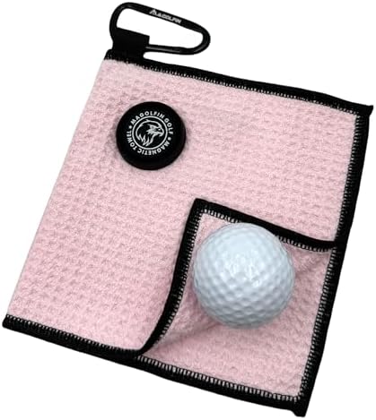 Small Magnetic Golf Towel with Clip, Microfiber Waffle Design by MAGOLFINGolf