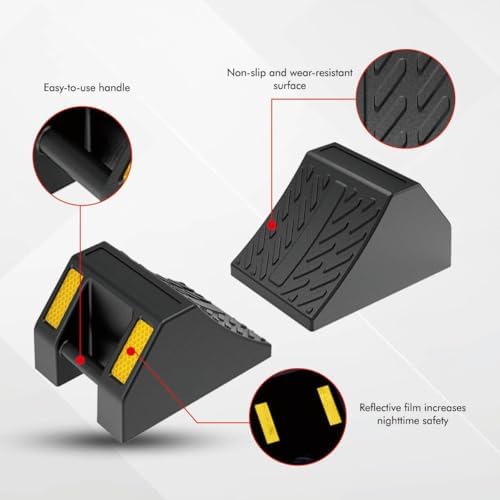 Heavy Duty Rubber Wheel Chocks 4 Packs, Premium Wheel Stopper - Image 3