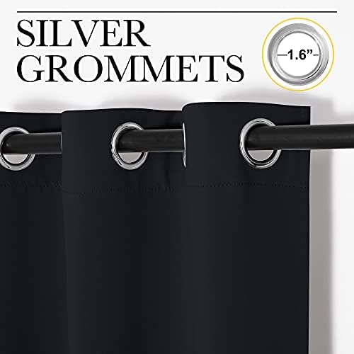 NICETOWN Patio Blackout Long Curtains Shades 2 Panels 55 x 120-inch Black - Image 3
