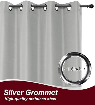 Grommet Outdoor Curtains for Patio Waterproof 8 Pcs 54x120 In Silver Grey - Image 2