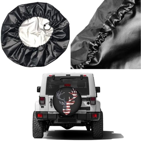 Delerain Hunter American Flag Deer Spare Tire Cover Wheel Protectors Sun - Image 5