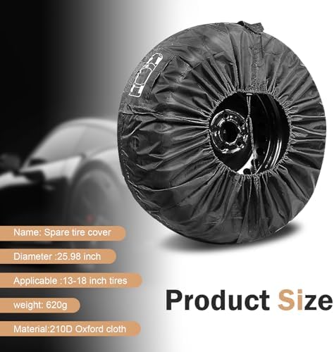 1 PC Car Tire Cover, 25.98" Anti-scratch Car Spare Tires Cover, 210D Oxford - Image 2