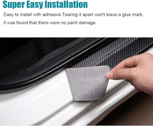 LEXLEY Carbon Fiber Style Leather Door Sill Protector, Scuff Plate Cover Guard - Image 3