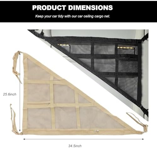Car Ceiling Cargo Net, 35.4"×25.6" Triangle Double Layer Overhead Cargo Net - Image 2