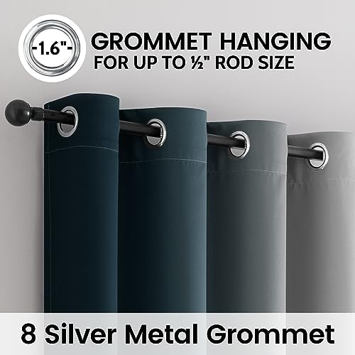 SimpleHome Ombre Navy Blue 100% Blackout Bedroom Curtains White Liner 84L - Image 4