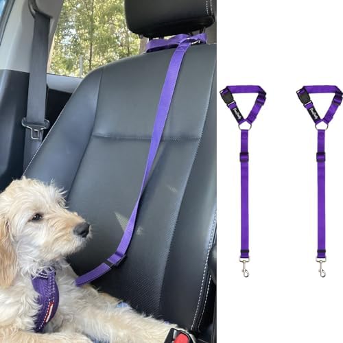 PawsPawty 2 Pack Headrest Dog Car Safety Seat Belt Adjustable Nylon Fabric Car - Image 2