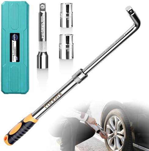 Extendable Lug Wrench Flip Sockets, 4-in-1 Telescoping Tire Tool Set by TreVark