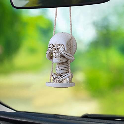 Rear View Mirror Accessories of Swinging Sugar Skull Car Hanging Ornament - Image 2