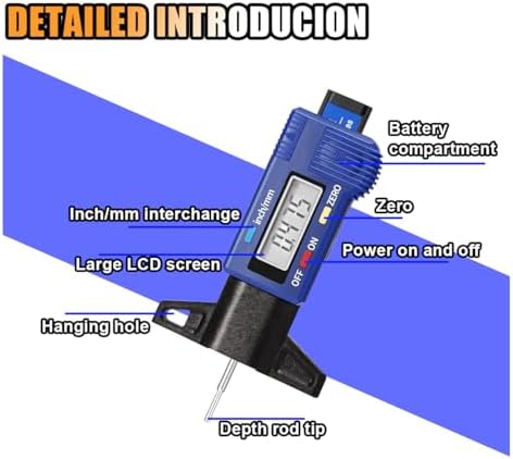 KITUREK LCD Display Tire Tread Depth Gauge, Tire Wear Gauge Tread Checker - Image 3